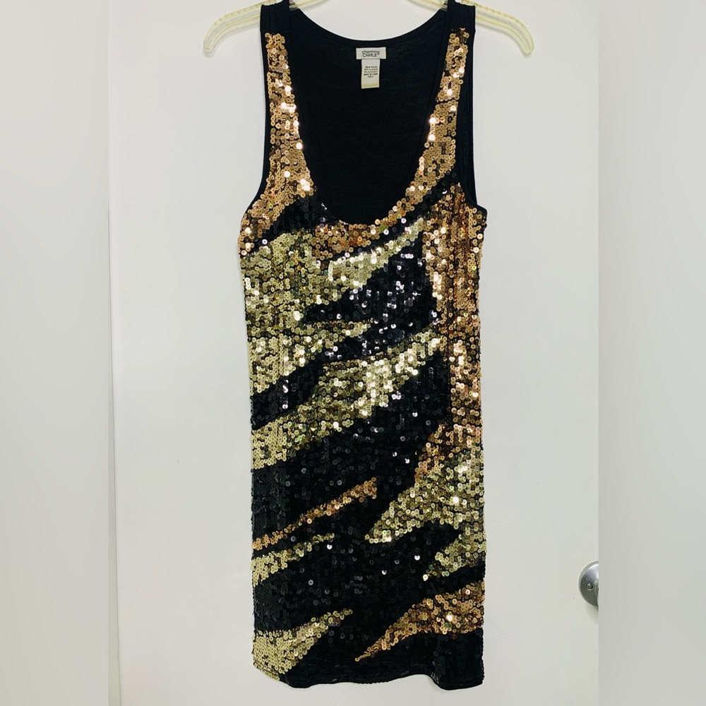Metallic Sequin Tank Mini Dress Size L